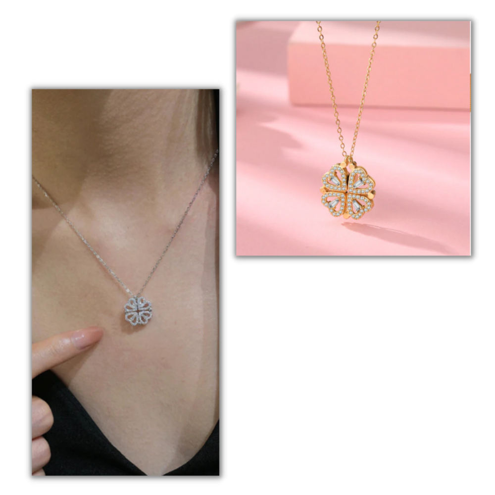 Collana a forma di cuore a quattro foglie - Ozerty