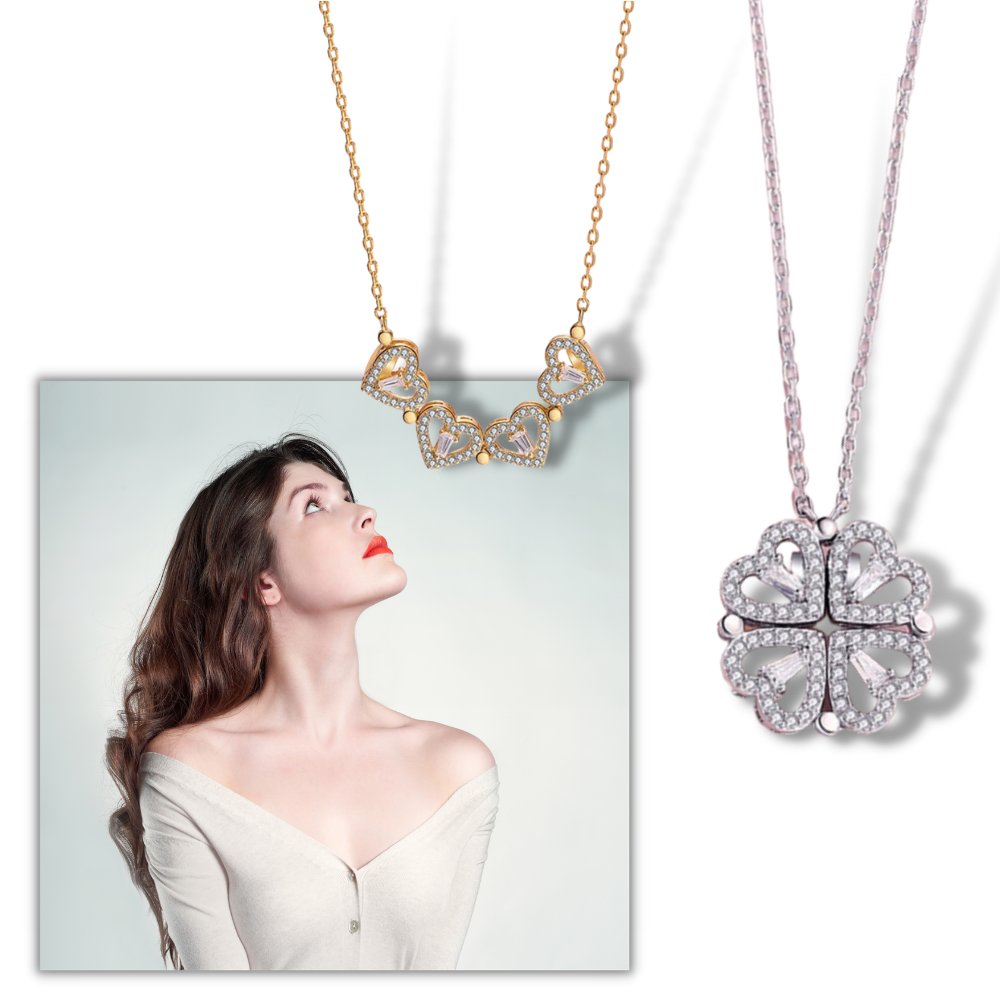 Collana a forma di cuore a quattro foglie - Ozerty