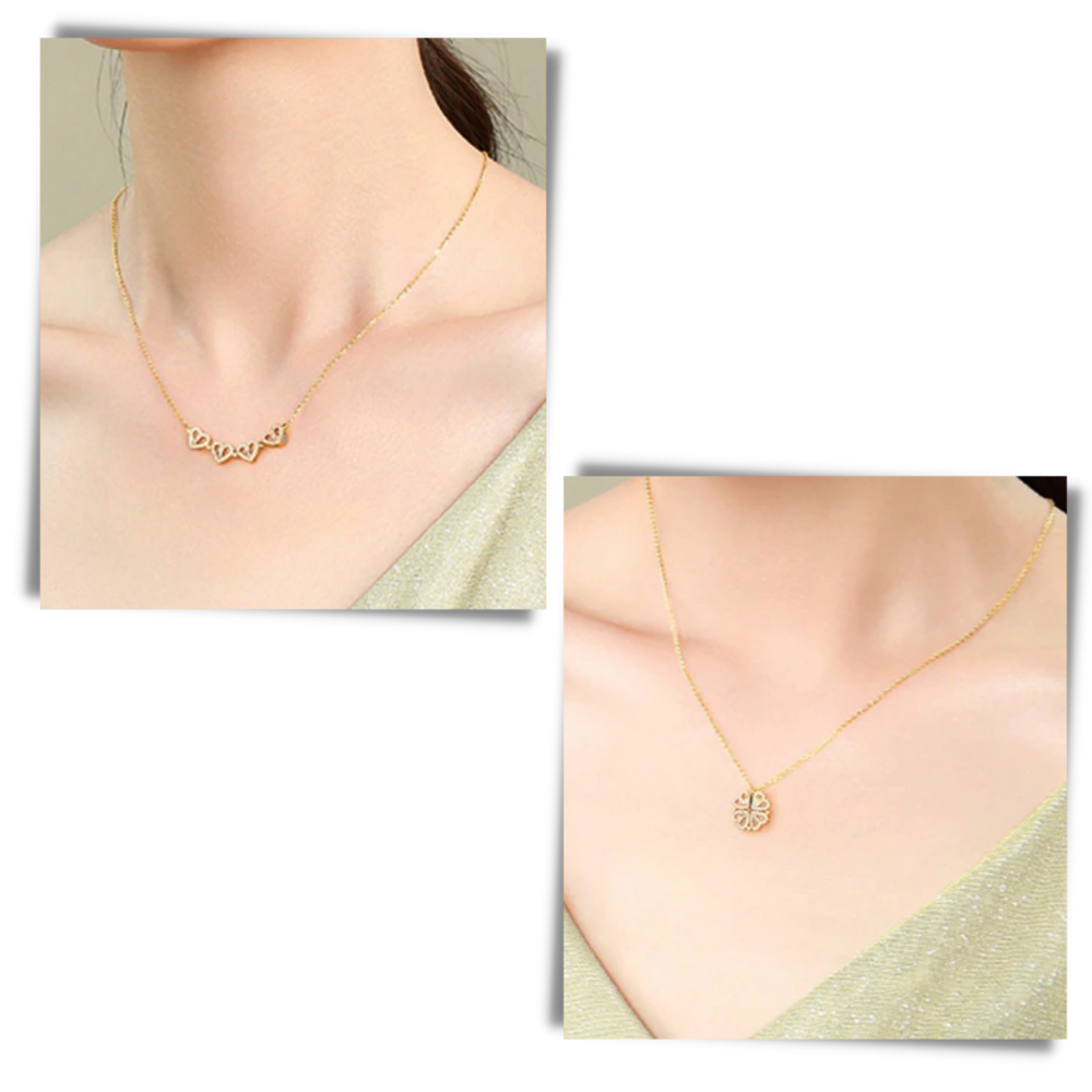 Collana a forma di cuore a quattro foglie