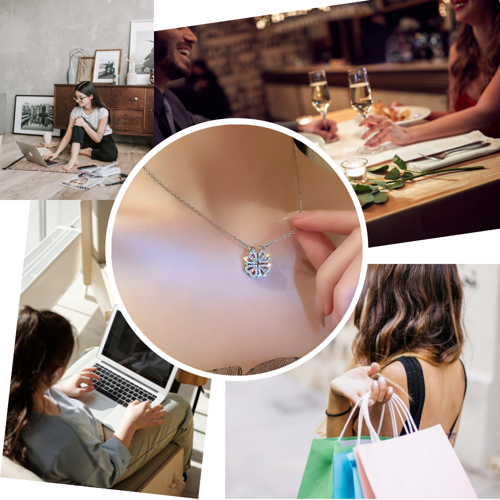 Collana a forma di cuore a quattro foglie - Ozerty