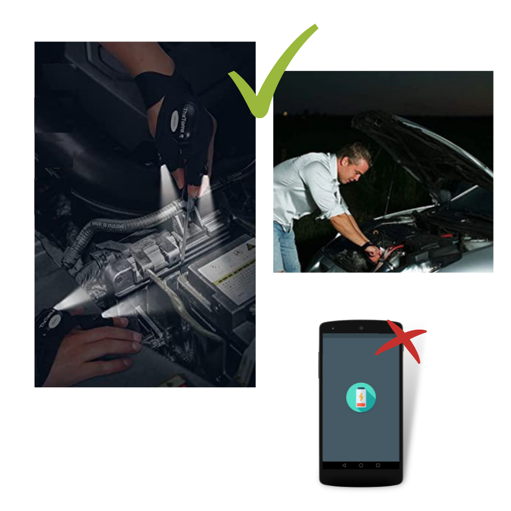 Paio di guanti a LED con luci impermeabili - Ozerty