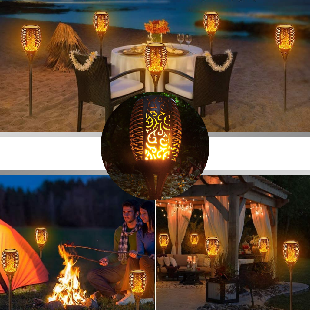Torcia luminosa solare a LED con fiamma tremolante - Ozerty