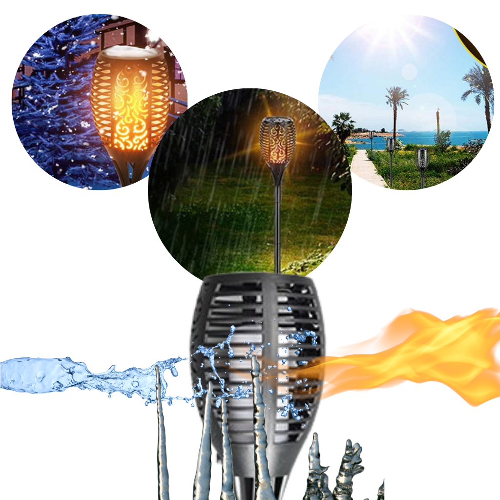 Torcia luminosa solare a LED con fiamma tremolante - Ozerty