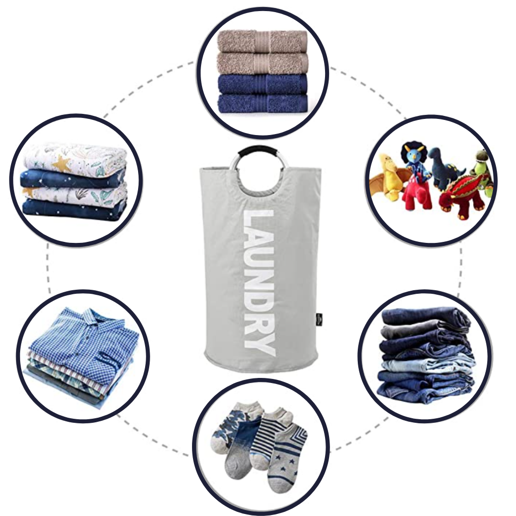 Borsa pieghevole per il cesto della biancheria con manici - Ozerty