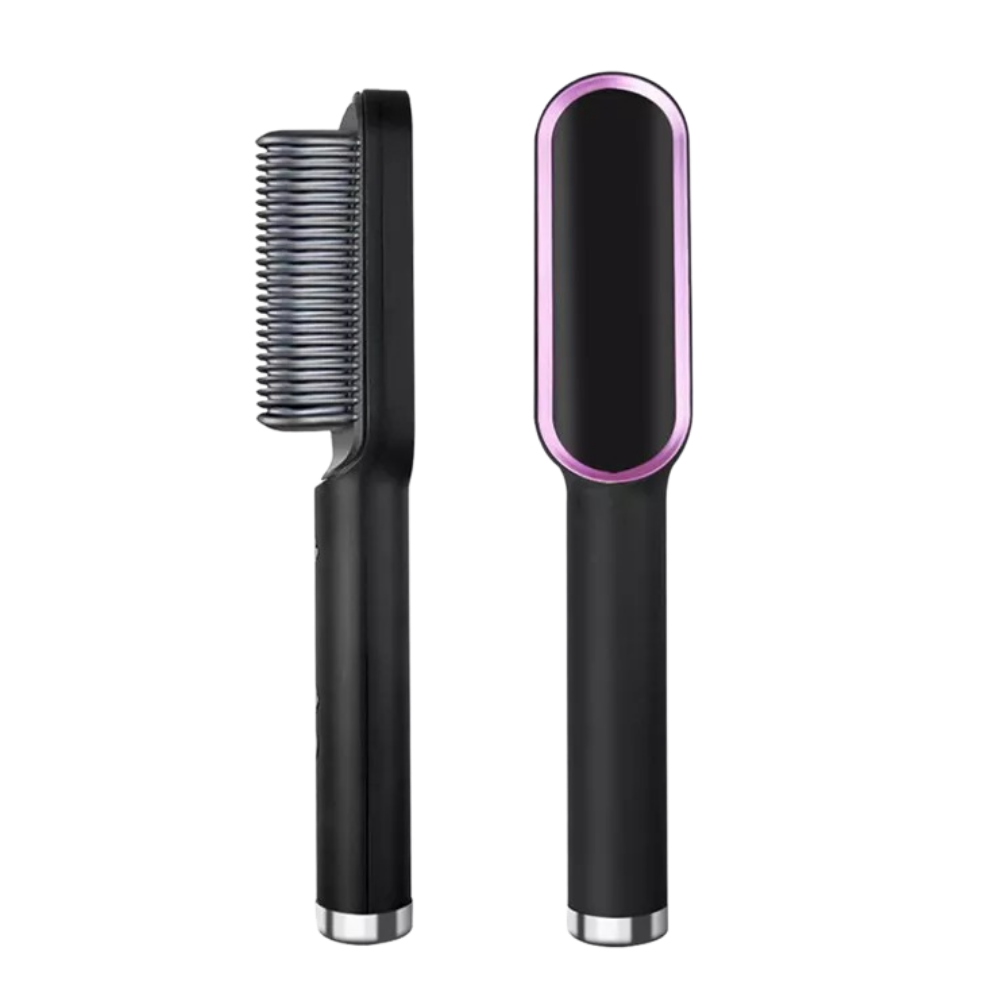 Ceramic brush electric hair straightener