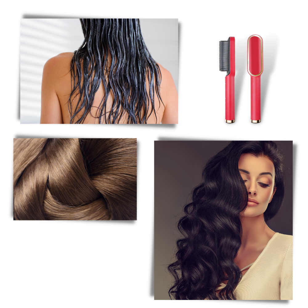 Piastra per capelli elettrica a spazzola in ceramica - Ozerty