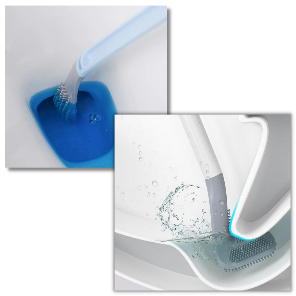 Scopino da toilette con manico lungo e base a muro - Ozerty