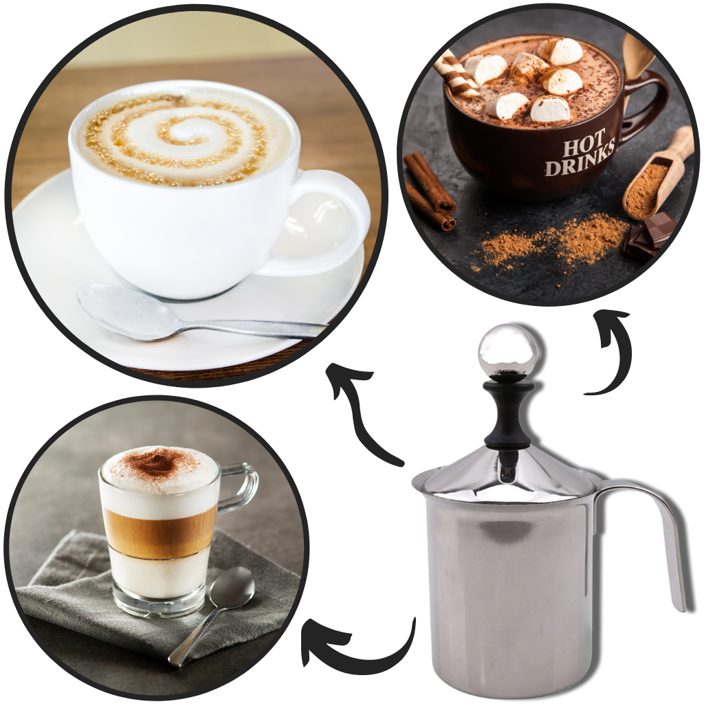 Montalatte manuale in acciaio inox 400ml - Ozerty