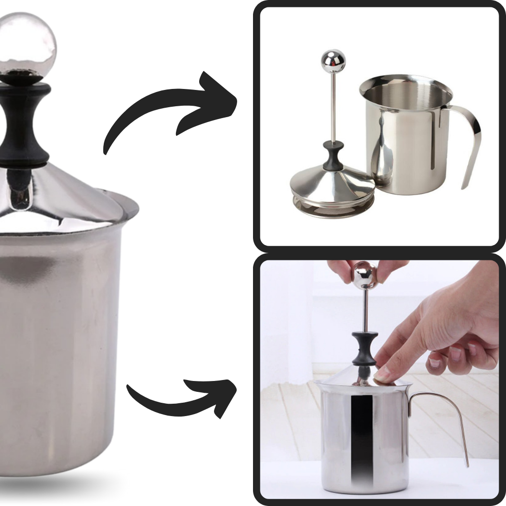 Montalatte manuale in acciaio inox 400ml - Ozerty