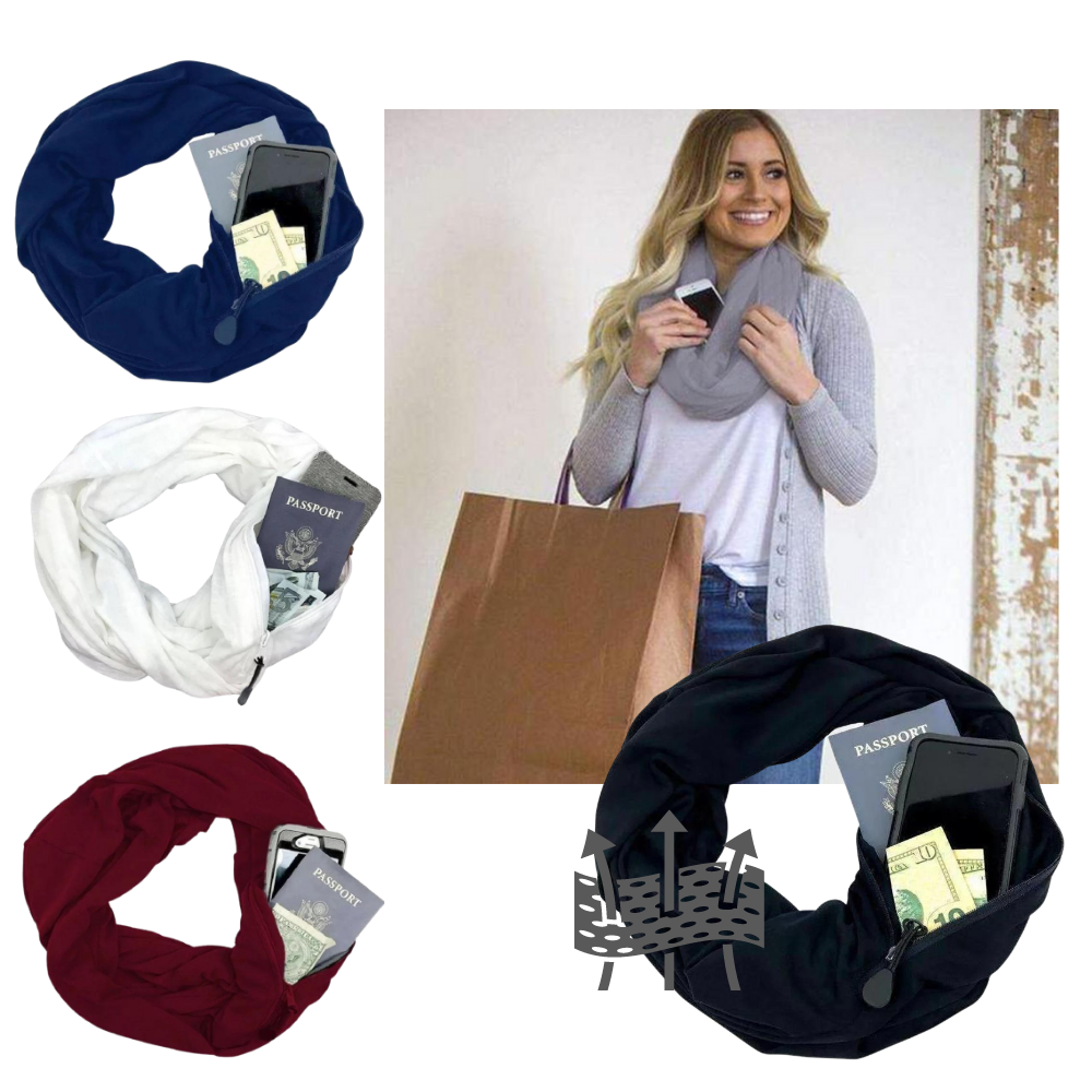 Calda sciarpa con tasca nascosta