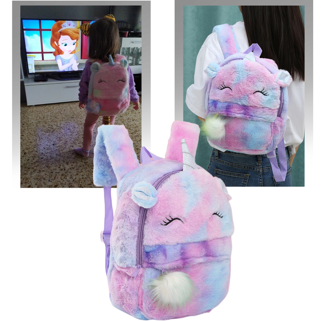 Zaino da ragazza con unicorno di peluche - Ozerty