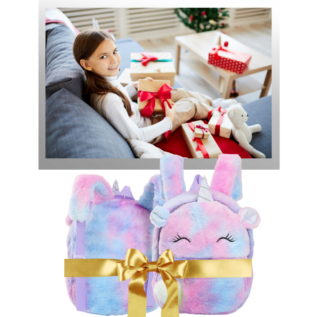 Zaino da ragazza con unicorno di peluche - Ozerty