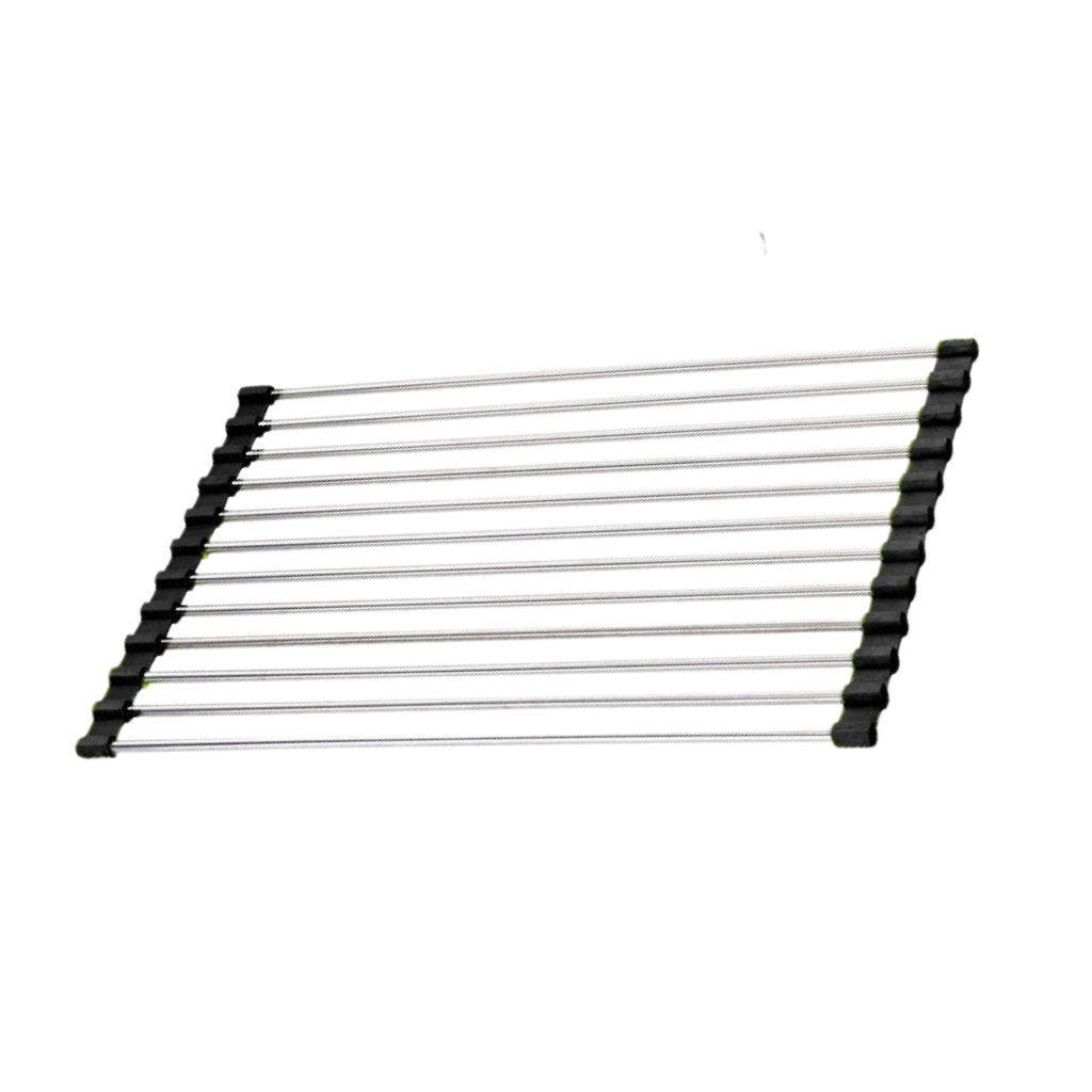 Roll-up stainless steel dish rack for dishes and foods