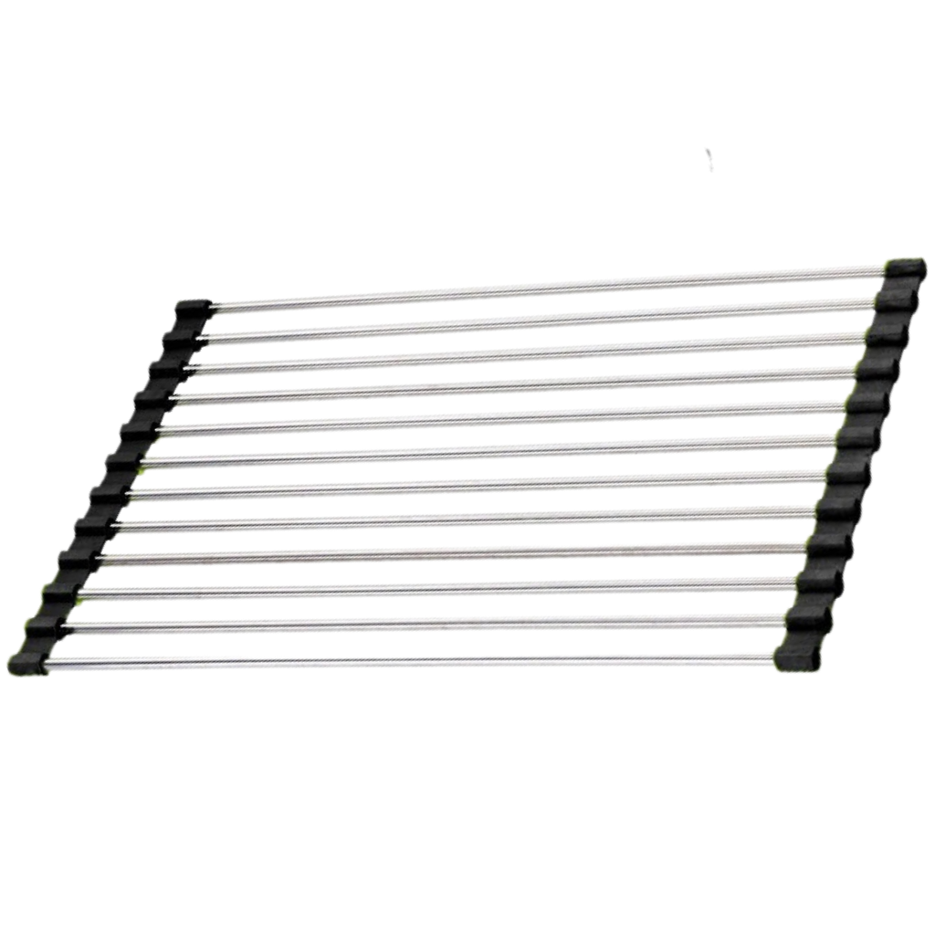 Roll-up stainless steel dish rack for dishes and foods