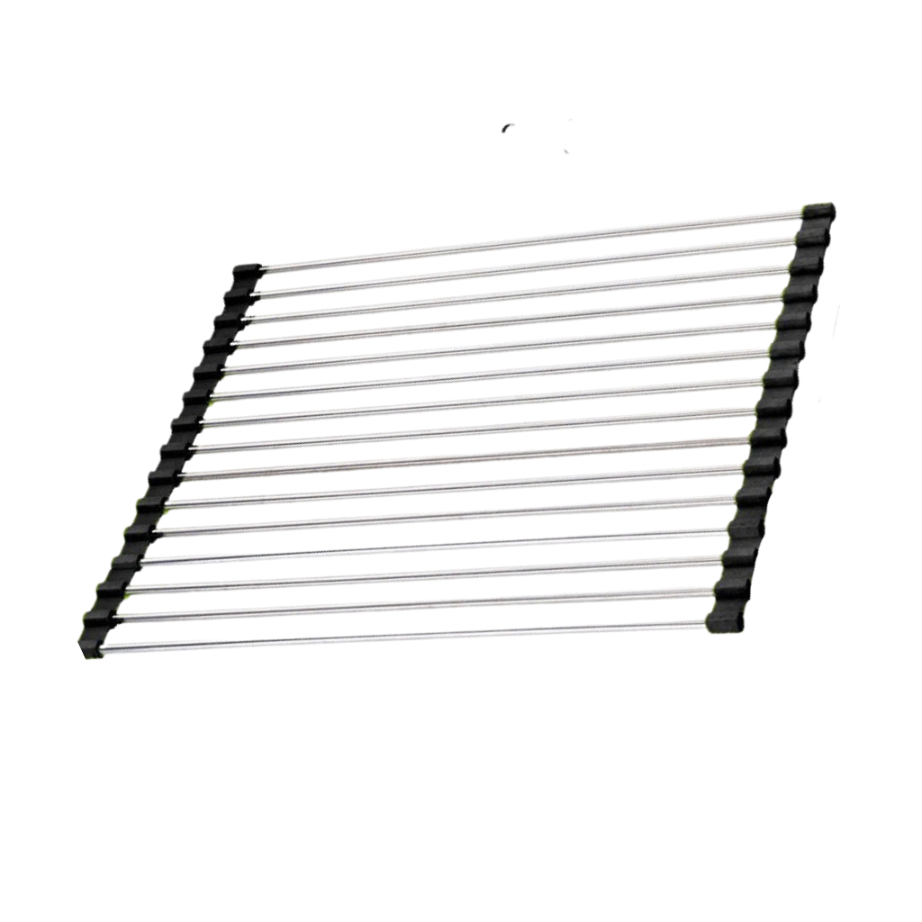 Roll-up stainless steel dish rack for dishes and foods