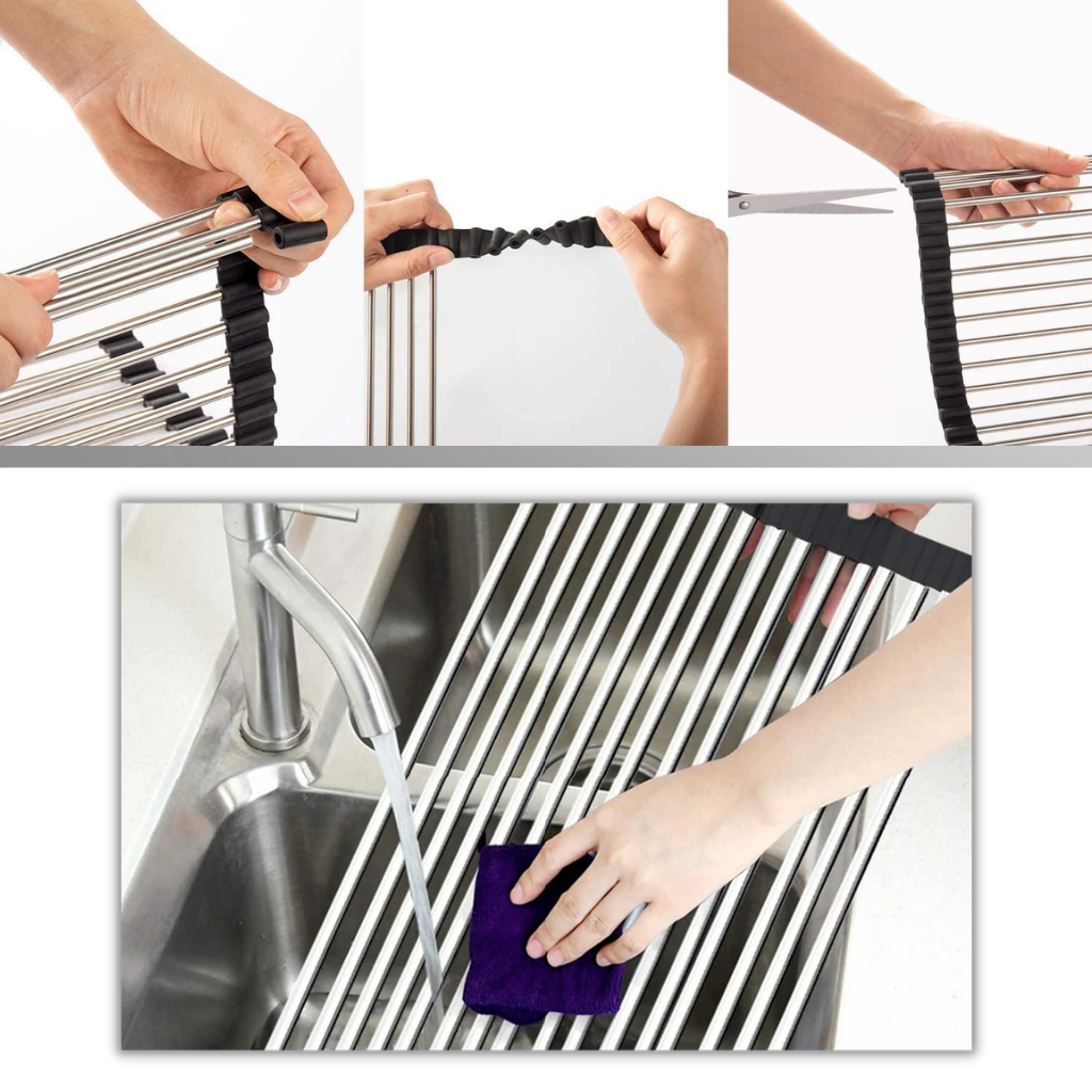 Scolapiatti in acciaio inossidabile arrotolabile per piatti e alimenti - Ozerty