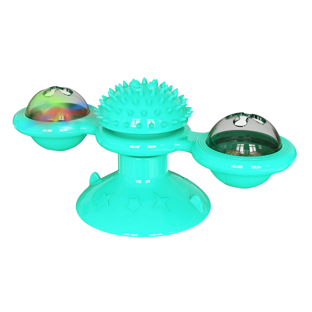Rotating windmill and brush cat toy