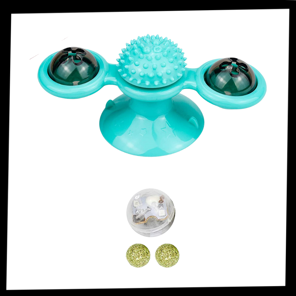 Giocattolo per gatti con mulino a vento rotante e spazzola - Ozerty