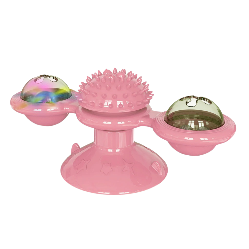 Rotating windmill and brush cat toy
