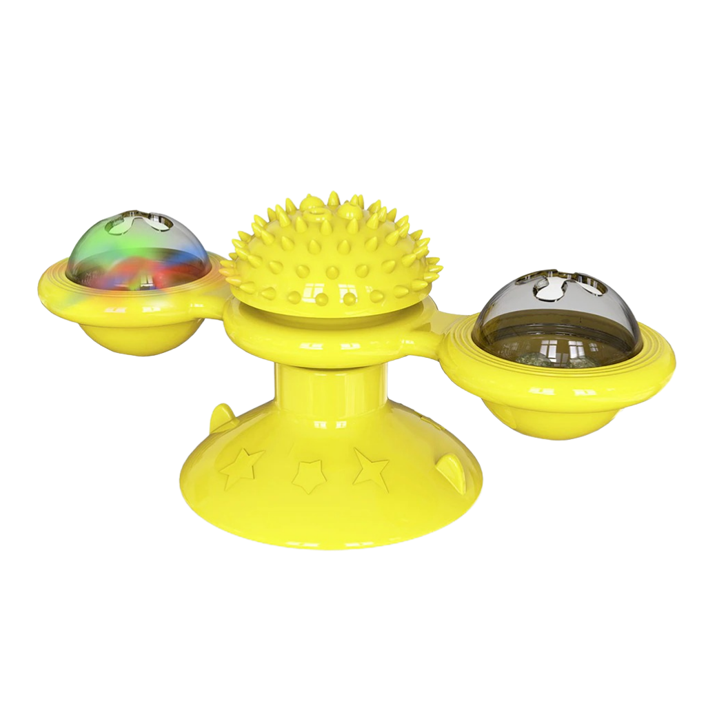 Rotating windmill and brush cat toy