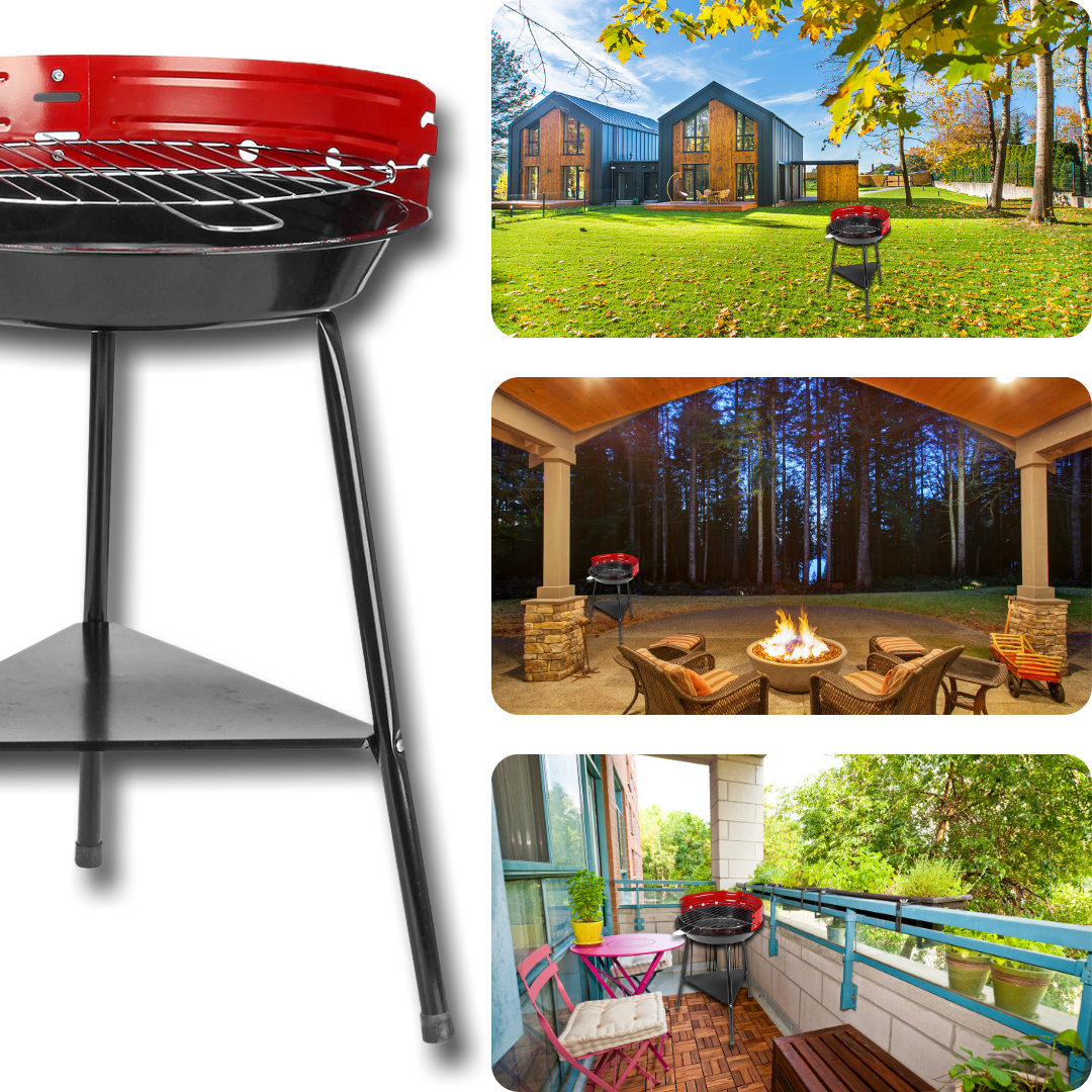 GRIGLIA A CARBONE BBQ ROTONDA PORTATILE - Ozerty