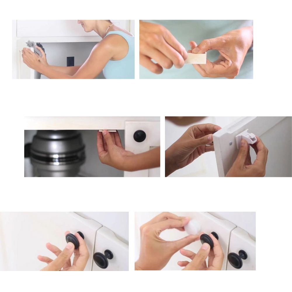 Confezione da 4 serrature magnetiche per armadietti di sicurezza per bambini - Ozerty