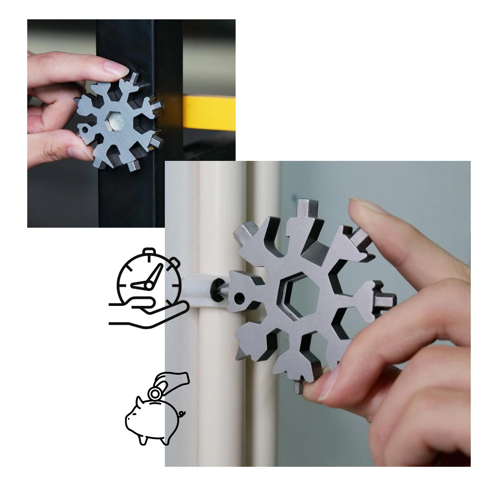 Multiutensile a fiocco di neve in acciaio inossidabile 18-in-1