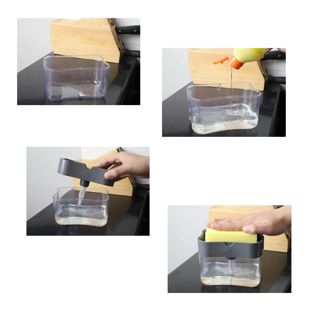 Distributore di detersivo da cucina con porta spugna - Ozerty