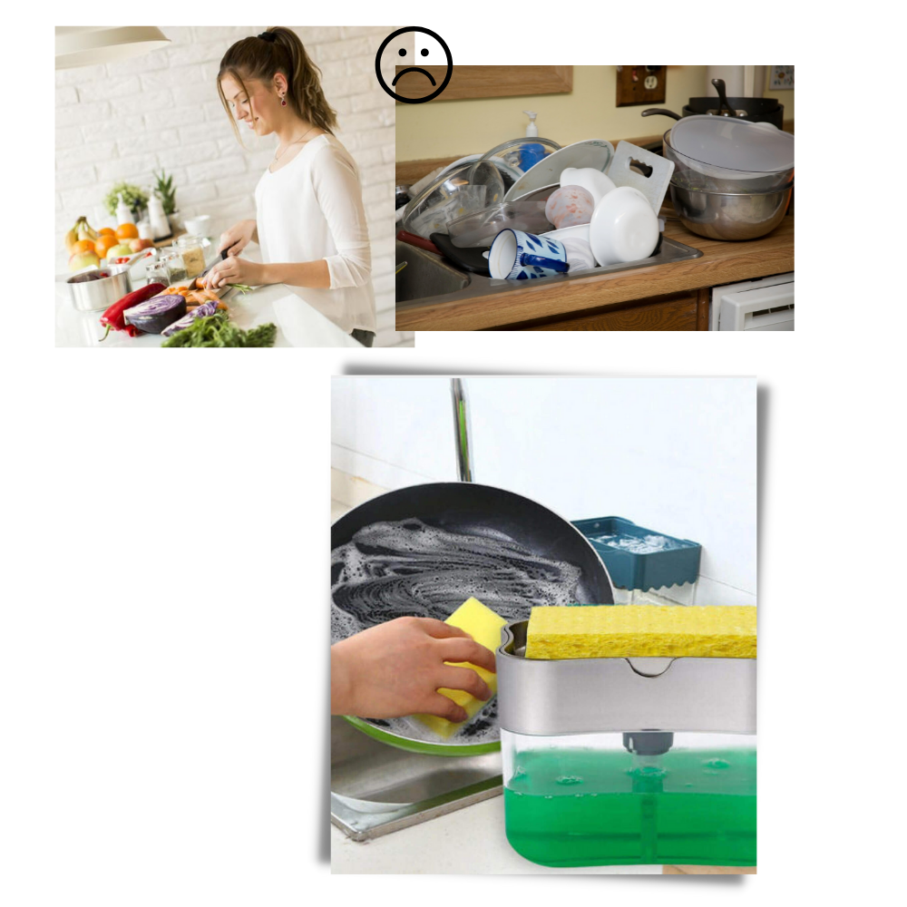 Distributore di detersivo da cucina con porta spugna - Ozerty