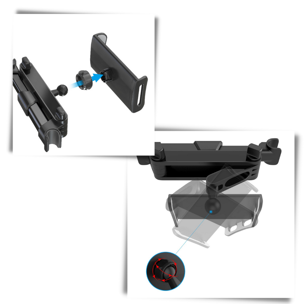 Supporto per tablet e telefono sul sedile posteriore dell'auto - Ozerty