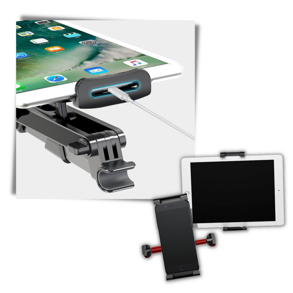 Supporto per tablet e telefono sul sedile posteriore dell'auto
