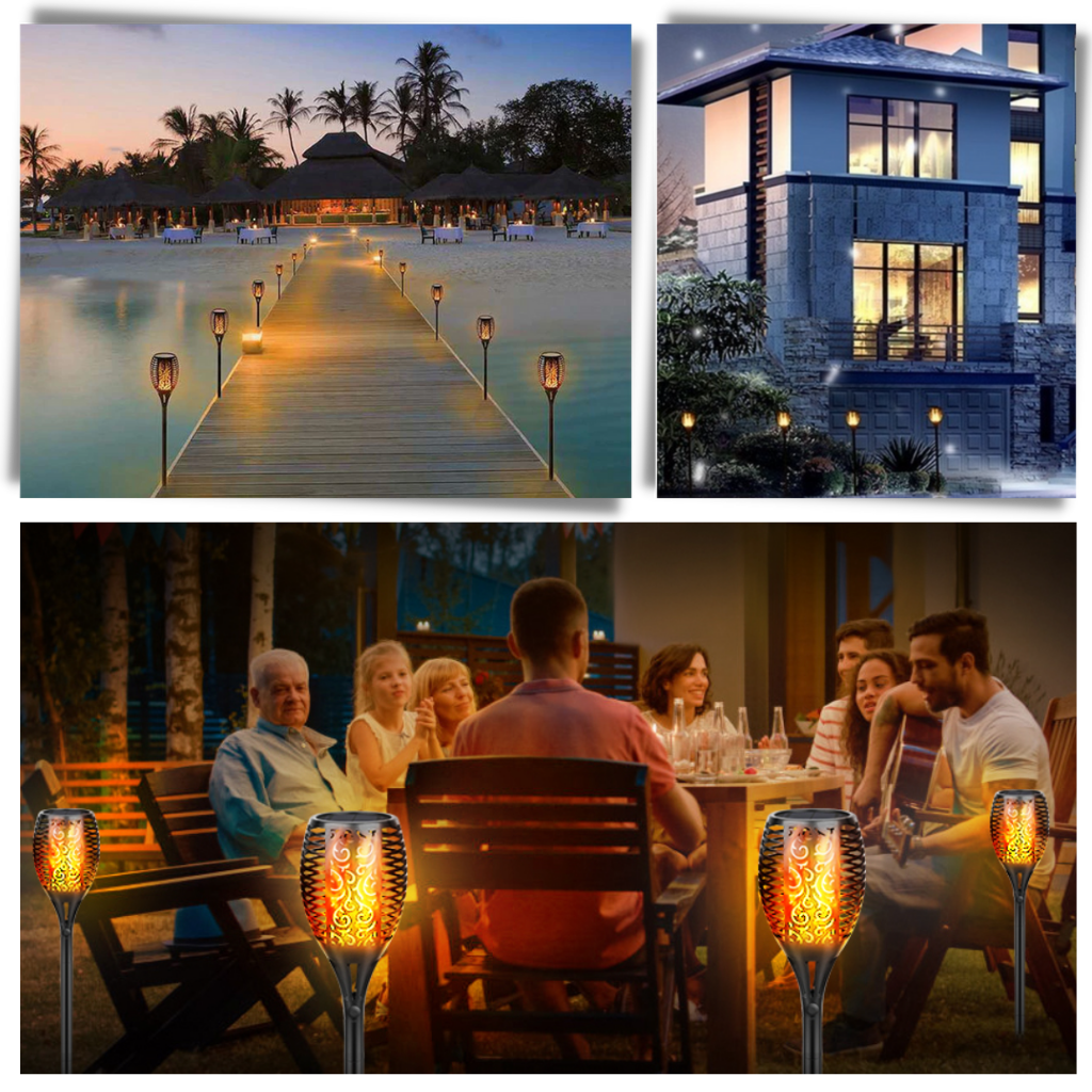 Torcia luminosa solare a LED con fiamma tremolante - Ozerty