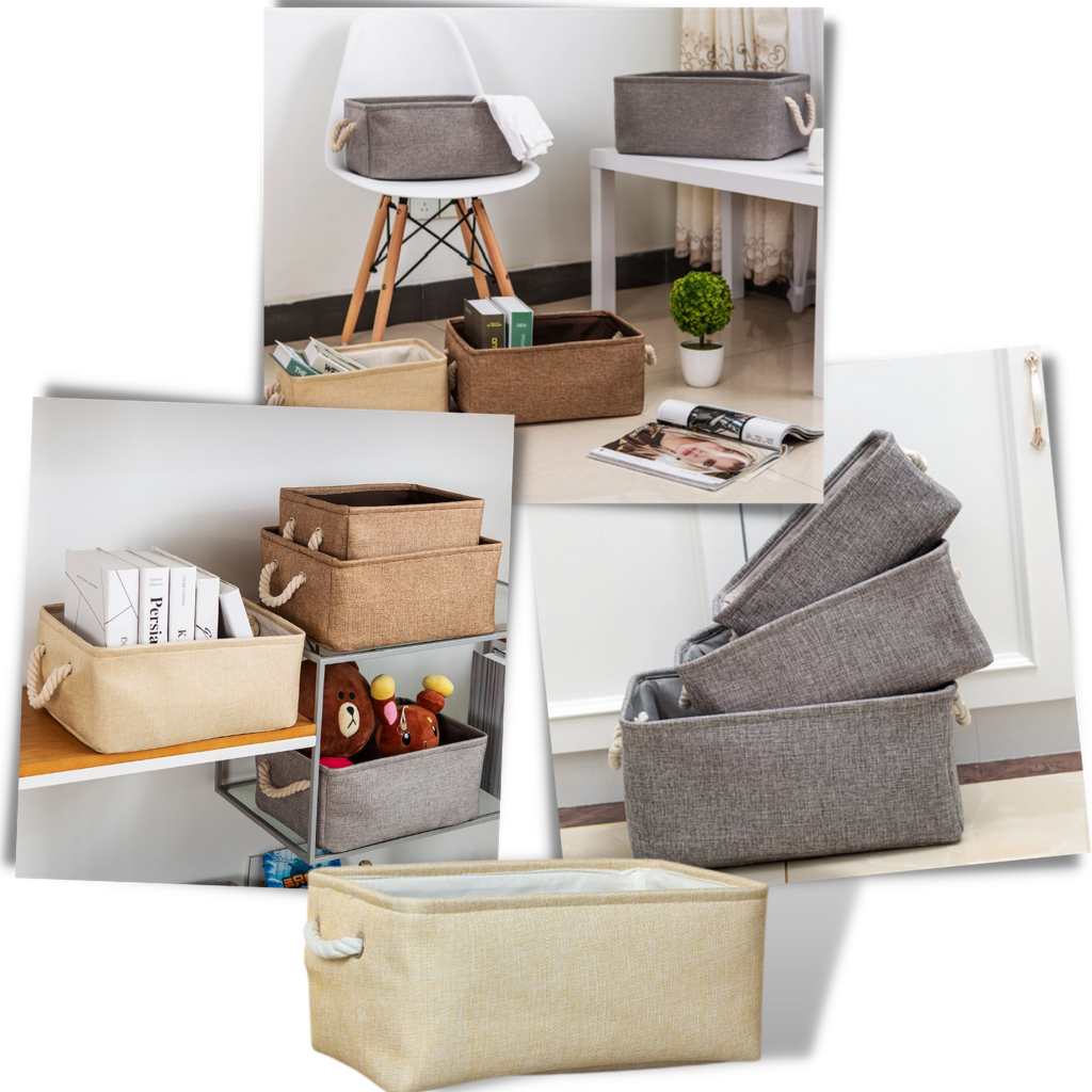 Elegante cestino di lino con manici in corda - Ozerty