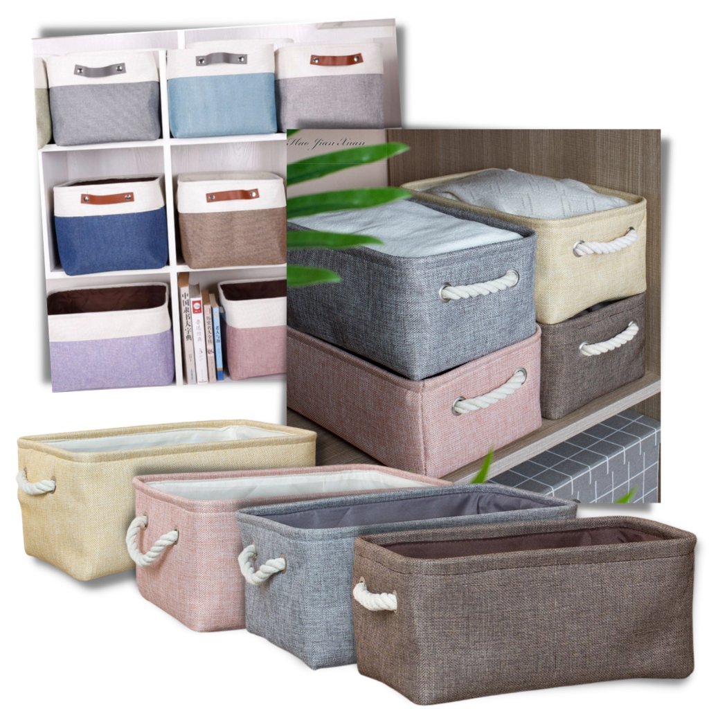 Elegante cestino di lino con manici in corda - Ozerty