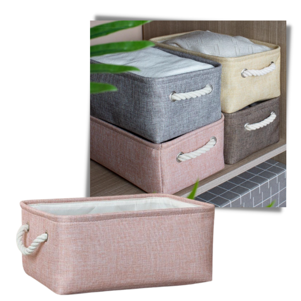 Elegante cestino di lino con manici in corda