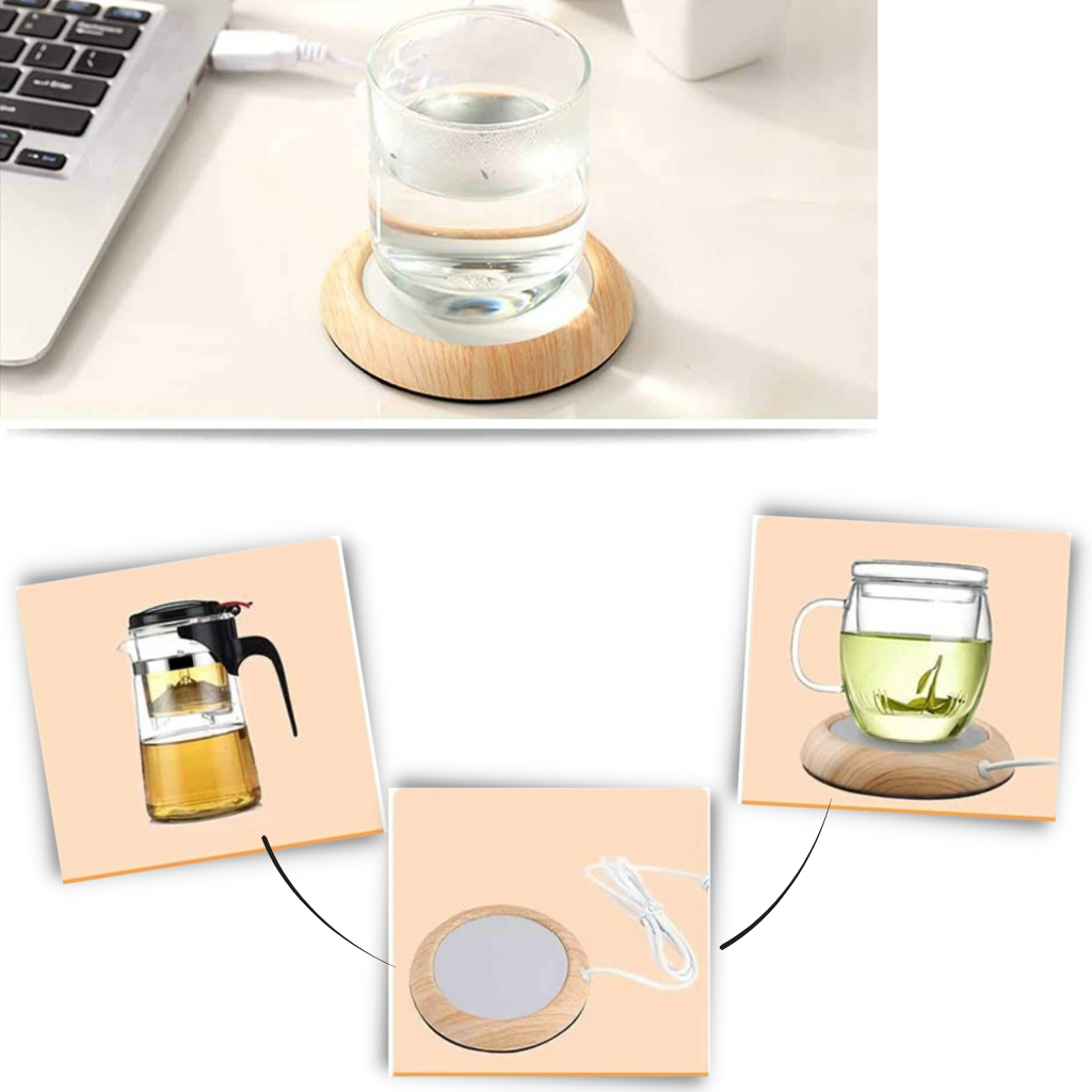 Scaldabicchieri elettrico USB in legno - Ozerty