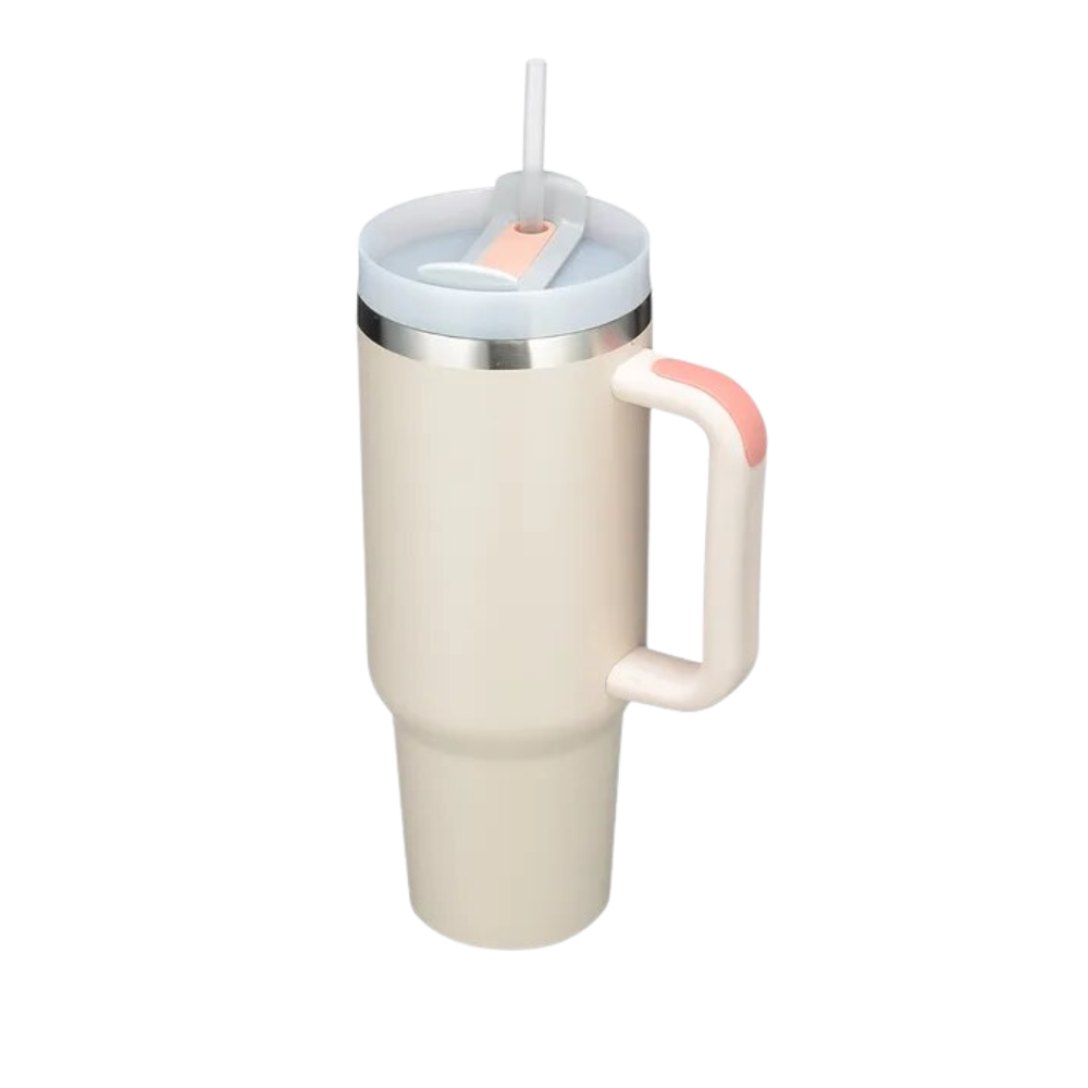 Tazza per auto di grande capacità con manico -Crema - Ozerty