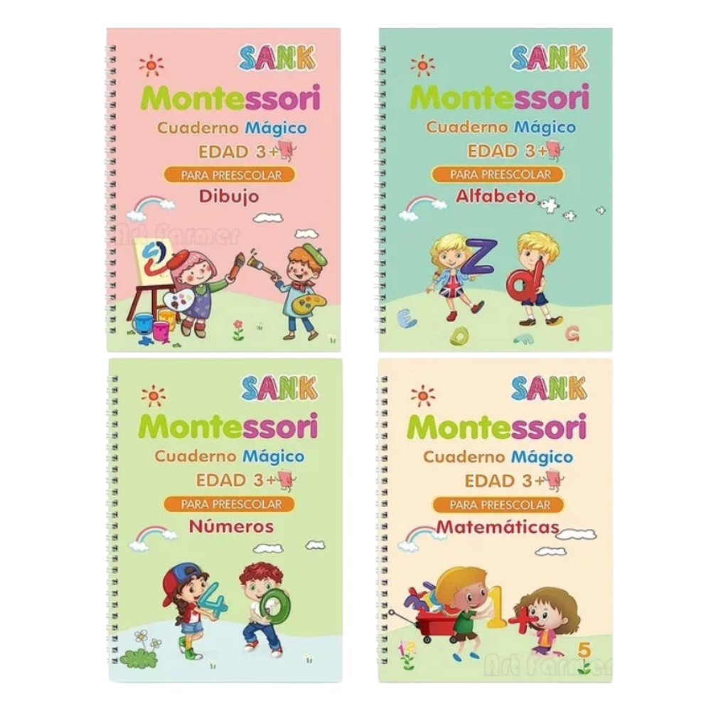 Quaderni di Pratica con Solchi Scrivibili e Cancellabili -Spagnolo 4 Libri - Ozerty