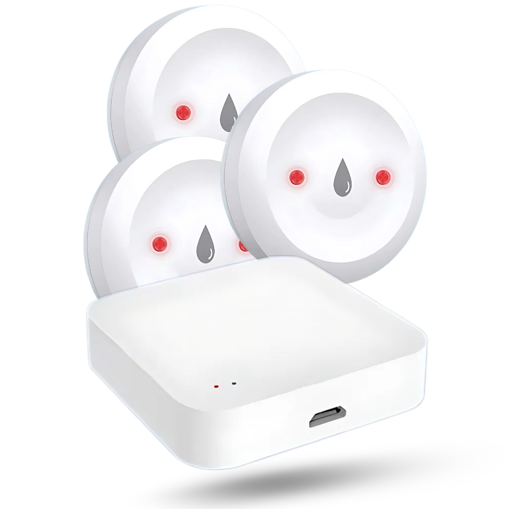 Sensore Wireless LeakLock -3 sensori di perdita d'acqua con hub wi-fi - Ozerty