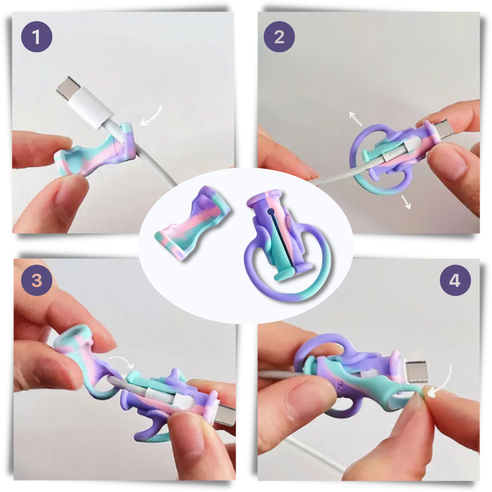 Avvolgicavo in silicone 2 in 1 - Ozerty