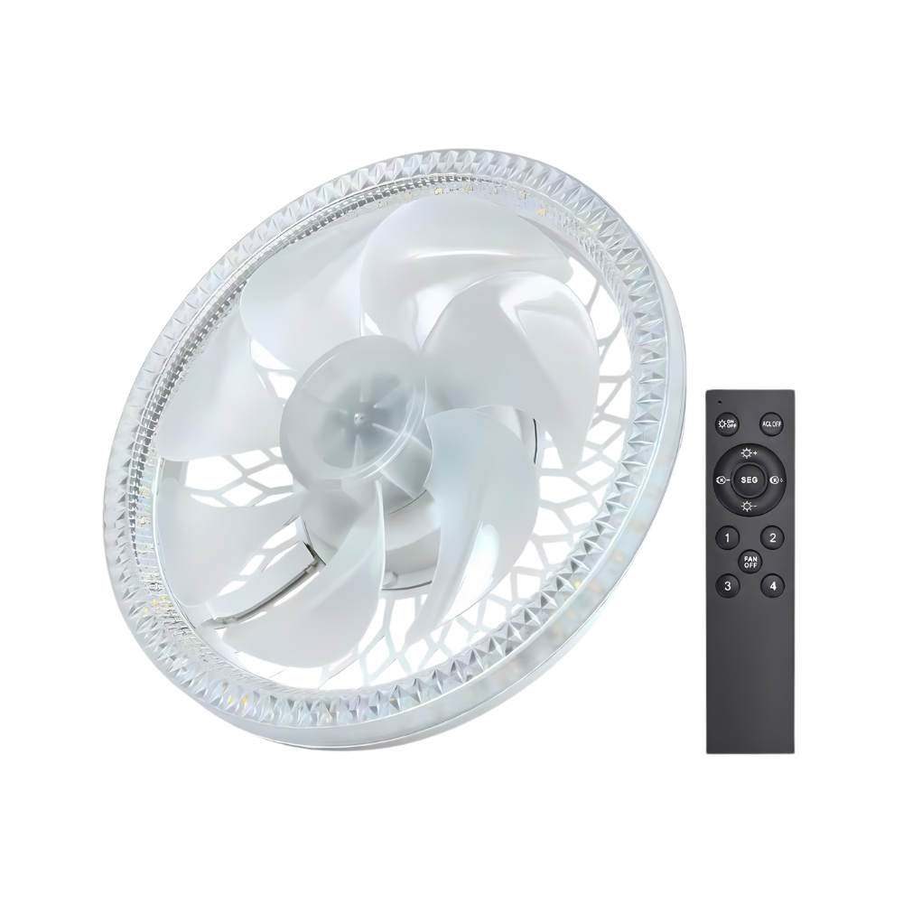 Ventilatore da soffitto estetico con luce e telecomando -Bianco - Ozerty