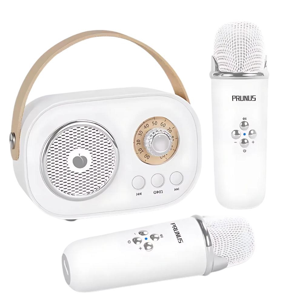Mini Karaoke Bluetooth a Doppio Microfono per Bambini -Bianco - Ozerty