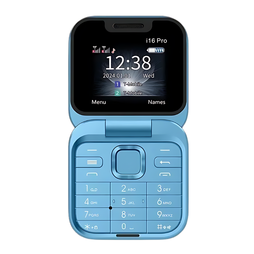 Telefono cellulare pieghevole Dual Sim piccolo  -I16 Pro/Blu - Ozerty