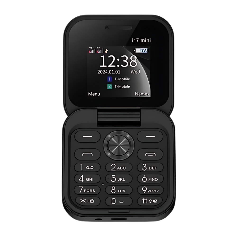 Telefono cellulare pieghevole Dual Sim piccolo  -I17 Pro/Nero - Ozerty