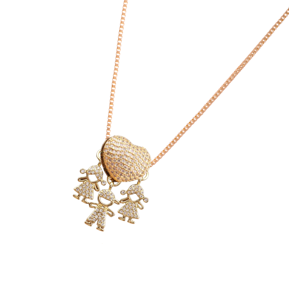 Elegante collana con charm per la mamma -2 Ragazze 1 Ragazzo - Ozerty
