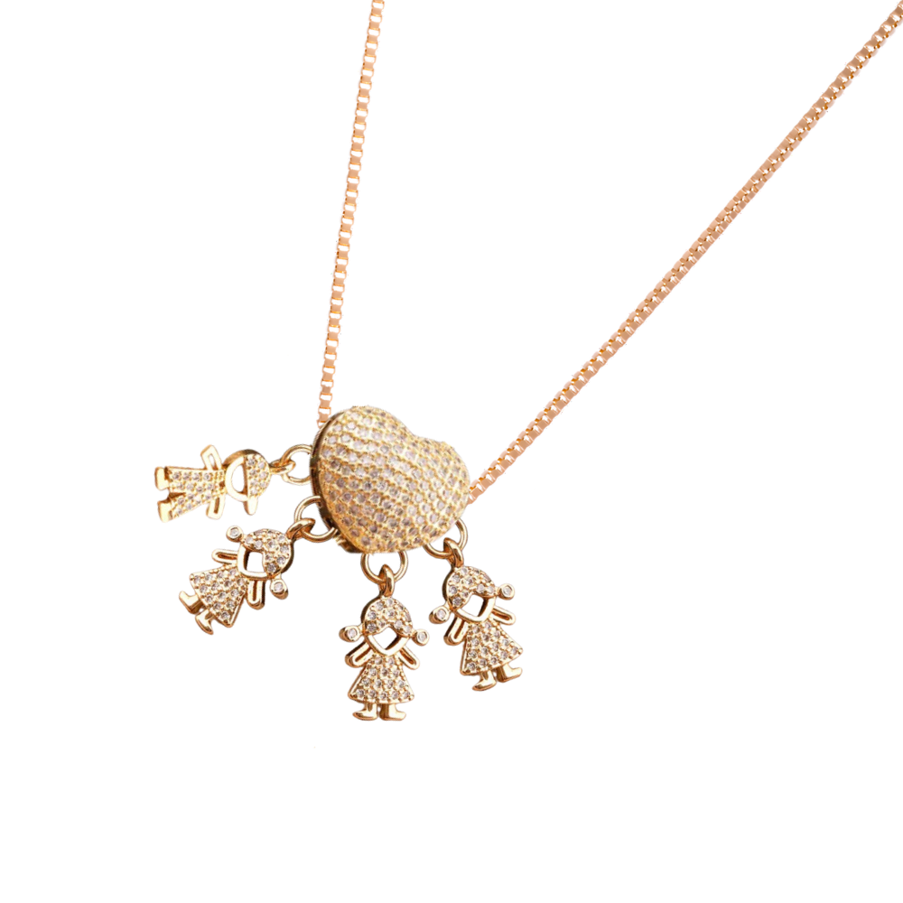 Elegante collana con charm per la mamma -3 Ragazze 1 Ragazzo - Ozerty