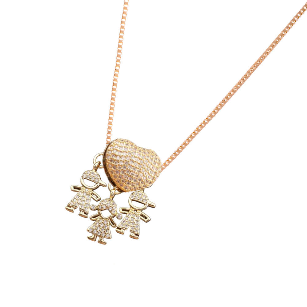 Elegante collana con charm per la mamma -2 Ragazzi 1 Ragazza - Ozerty