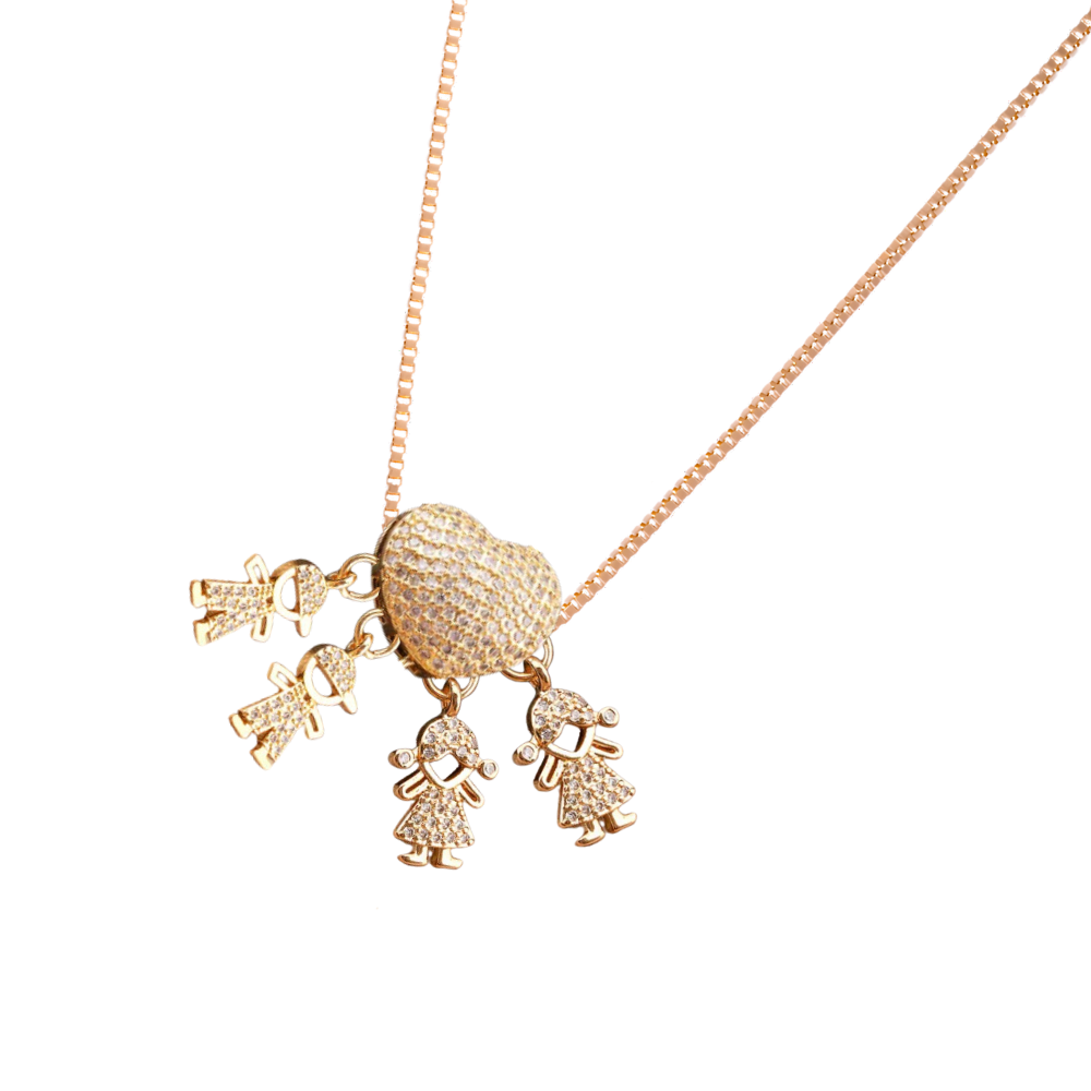 Elegante collana con charm per la mamma -2 Ragazzi 2 Ragazze - Ozerty