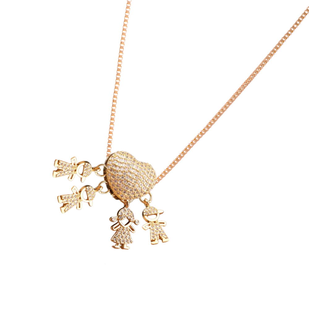 Elegante collana con charm per la mamma -3 Ragazzi 1 Ragazza - Ozerty