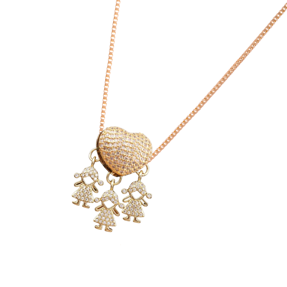Elegante collana con charm per la mamma -3 Ragazze - Ozerty, Elegante collana con charm per la mamma -3 Ragazze 1 Ragazzo - Ozerty